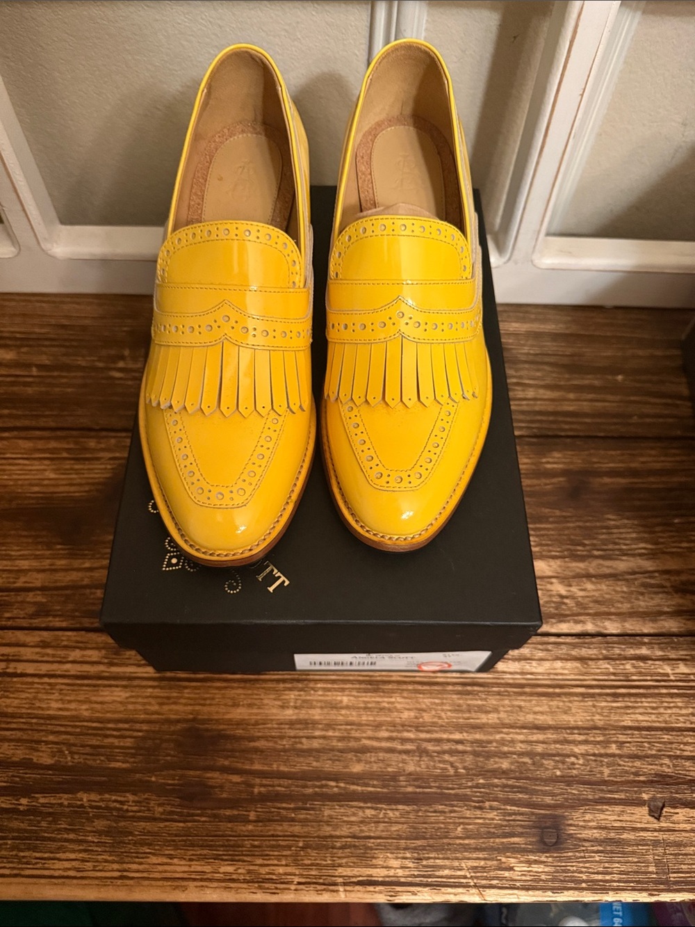 Yellow Patent Kiltie Fringe Loafers